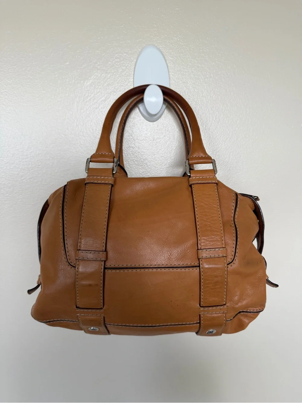 MICHAEL KORS Brookville Update Cognac Camel Brown Leather Medium Shoulder Bag